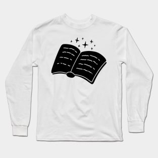 Black, simple book design with stars for readers and booklovers with creme colour background Long Sleeve T-Shirt